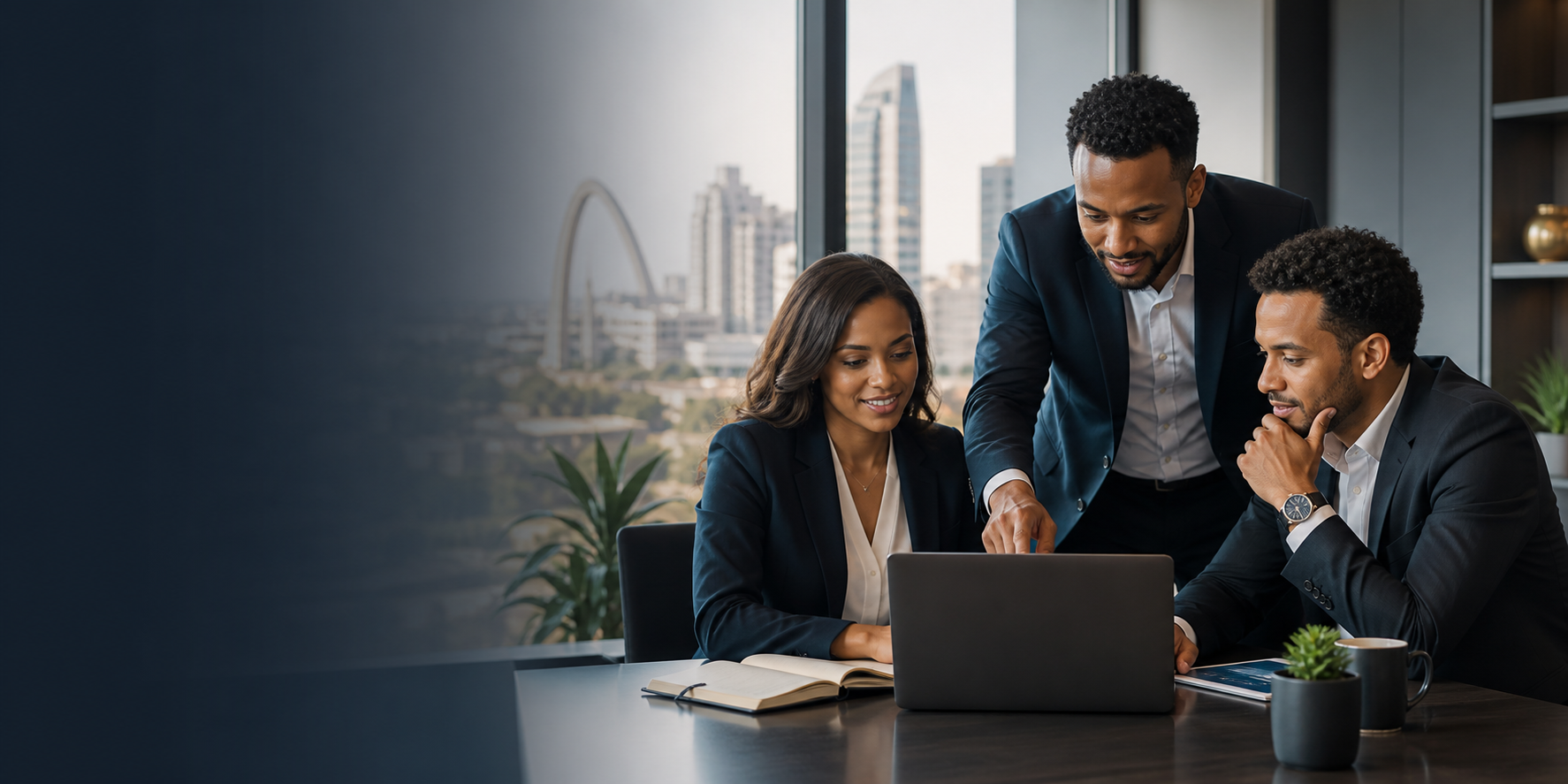Ethiopian sales professionals collaborating in a modern business office